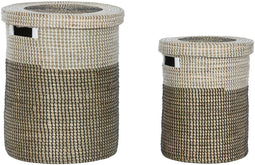 Basket spelset Home ESPRIT Wit Zwart Natuurlijk Zeegras 44 x 44 x 51 cm (2 Onderdelen)