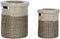 Basket spelset Home ESPRIT Wit Zwart Natuurlijk Zeegras 44 x 44 x 51 cm (2 Onderdelen)