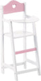 Engelhart - Poppen kinderstoeltje - Hout - Wit met roze - Met hartje