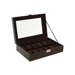 Doos-Juwelenkistje Home ESPRIT Donkerbruin Polyurethaan Kristal Staal Hout MDF 30 x 20 x 8 cm