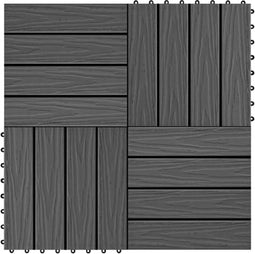 vidaXL - Terrastegels - diep - reliëf - 30x30 - cm - 1 - m² - HKC - zwart - 11 - st