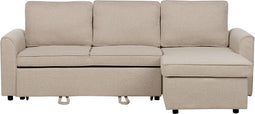 NESNA - Hoekslaapbank - Beige - Linkszijdig - 228 cm - Polyester