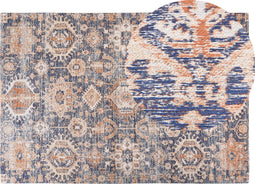 KURIN - Vloerkleed - Blauw/Rood - 140 x 200 cm - Katoen