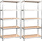 vidaXL - Opbergrek - 5-laags - 2 - st - staal - en - bewerkt - hout - zilverkleurig