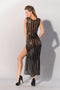 Guilty Pleasure - Printed Datex gestreepte lange jurk - M
