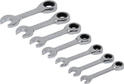 Silverline Korte ringratelsleutel set - extra kort - 7-delig - 8 t/m 19 mm - hoogglans afwerking