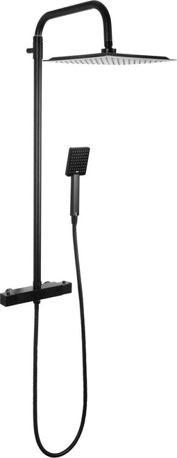 Differnz Thermoline Regendouche - Doucheset - Thermostatisch - Vierkante Stortdouche en Handdouche - Mat Zwart