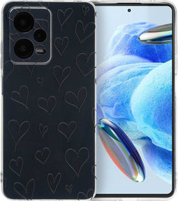 imoshion Hoesje Geschikt voor Xiaomi Redmi Note 12 Pro Hoesje Siliconen - imoshion Design hoesje - Meerkleurig / Hearts
