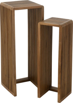 J-Line bijzetafel Kubus - hout - naturel - set van 2