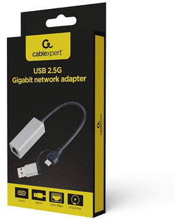 Gembird A-USB3AC-LAN2G-01 - USB 3.1 Netwerkadapter - 2.5G Gigabit LAN - USB Type-A + Type-C