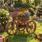 Coast Rustieke Houten Driewieler Plantenbak - Opbergbox - Metalen Wielen - Bruin - 54,6 x 29,2 x 34,3 cm