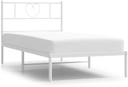 vidaXL - Bedframe - met - hoofdbord - metaal - wit - 100x200 - cm