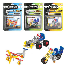 Toi Toys - Bouw zelf een metalen voertuig - 1 stuk - Vliegtuig - Speelgoed - Bouwen - Kinderen - Jongens - Meisjes - Cadeau - Bouwvliegtuig - Bouw Speelgoed - Constructie Voertuigen - Bouwpakket - Creativiteit - Fijne Motoriek