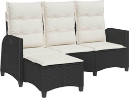 vidaXL - Verstelbare - tuinbank - met - kussens - L-vormig - poly - rattan - zwart