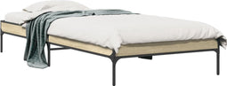 vidaXL - Bedframe - bewerkt - hout - en - metaal - sonoma - eikenkleurig - 100x200 - cm