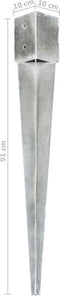 vidaXL - Grondpinnen - 12 - st - 10x10x91 - cm - gegalvaniseerd - staal - zilverkleurig
