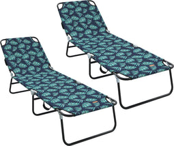 vidaXL - Vouwbare - Ligbed - 2 - stuks - Draagbaar - Bladpatroon - 600D - Oxford - Stof