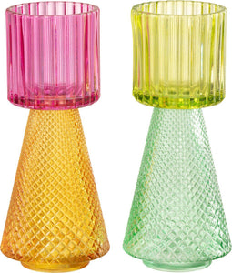 J-Line kaarshouder Sokkel - glas - mix - 2 stuks