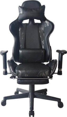 Gamestoel bureaustoel Thomas - racing gaming camouflage - met voetsteun - verstelbaar