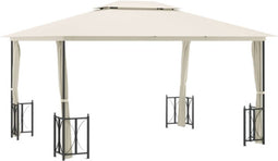 vidaXL - Prieel - met - zijwanden - en - dubbel - dak - 3x4 - m - crèmekleurig