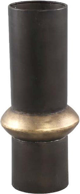 PTMD Tanis Ronde Bloempot - H33,5 x Ø13,5 cm - Ijzer - Zwart/Goud