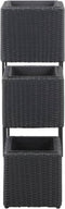 vidaXL - Plantenbakken - verhoogd - 3 - st - poly - rattan - zwart