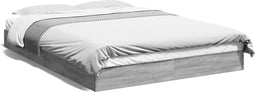 vidaXL - Bedframe - bewerkt - hout - grijs - sonoma - eikenkleurig - 140x190 - cm