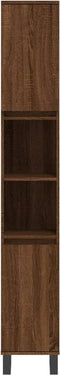 vidaXL - Badkamerkast - 30x30x190 - cm - bewerkt - hout - bruin - eikenkleur