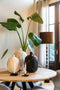 Light&Living - Vaas - Medium - Keramiek - mat zwart met decoratieve randjes - 19 cm doorsnede x H 27 cm