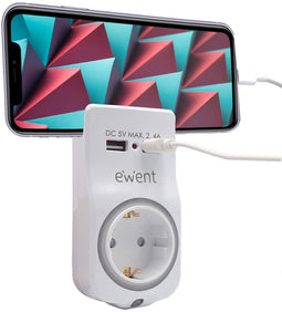 Ewent EW1225 - Oplader - 1x USB type-A 1x USB type-C 5V 2,4A - Wit