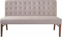 Riviera Maison Eetkamerbank Met Rugleuning - Cape Breton Bench 168 cm - Linnen - Naturel
