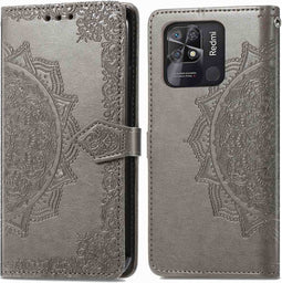 imoshion Hoesje Geschikt voor Xiaomi Redmi 10C Hoesje Met Pasjeshouder - imoshion Mandala Bookcase - Grijs