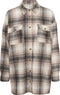 NOISY MAY NMFLANNY L/S LONG SHACKET - Oversized flanel blouse - Wit en roze print - Maat XS