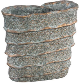 PTMD Sturdy Ovale Bloempot Deco - 30 x 15 x 28 cm - Cement - Grijs