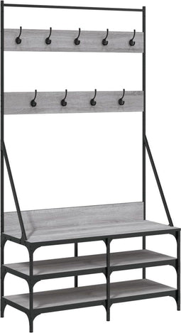 vidaXL - Kledingrek - met - schoenenrek - 100x40x184cm - grijs - sonoma - eikenkleur