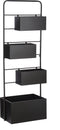 Mica Decorations Dani - Plantenrek - 3 plantenbakken - Zwart - L37 x B38 x H160 cm