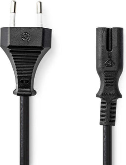 Nedis Stroomkabel - Euro Male - IEC-320-C7 - 1 m - Plat - Zwart