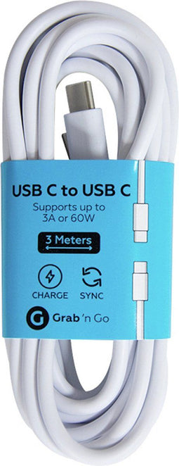 Grab 'n Go Datacable USB C naar USB C 3m Wit