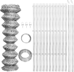 vidaXL - Gaashek - met - palen - 25x1,25 - m - gegalvaniseerd - staal - zilverkleurig