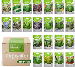Kruidenzaden Pakket - 22 Culinaire Soorten - Moestuinzaden - Kruiden Zaden - Moestuin Pakket - Basilicum Zaden - Munt Plant - Mosterdzaad - Anijszaad - Kruiden Zaadjes - Organifer
