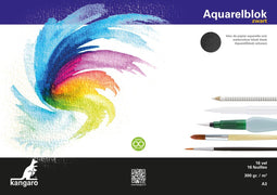 Kangaro aquarelpapier - A3 - 300 grams - 16 vel - zwart - zuurvrij - K-5313