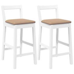 Barkrukken met kussens 2 stuks wit massief hout rubber