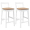 Barkrukken met kussens 2 stuks wit massief hout rubber