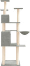 vidaXL - Kattenmeubel - met - sisal - krabpalen - 166 - cm - lichtgrijs