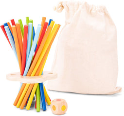 Woet® Houten Stokjesspel - Mikado Spel - Educatief Spel met Dobbelsteen - Geschikt voor 2 tot 4 Spelers