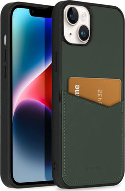 Accezz iPhone 14 Plus - Back Cover - Premium Leather Card Slot - Groen