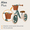 Lionelo Alex Plus - Loopfiets - 12” Lekvrije Banden - Verstelbaar Zadel (30-35 cm) & Stuur (52-58 cm) - Antisliphandvatten - Mandje & Bel - Kleur Groen