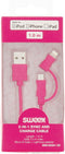 Sweex 2-in-1 Data en Oplaadkabel - USB 2.0 / Micro-USB + Lightning - 100cm - Roze