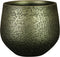 Ter Steege Plantenpot/bloempot - keramiek - metallic donkergroen/touch of gold - D23/H20 cm