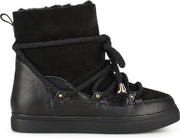 PS Poelman MIA - Dames Snowboots - Suède met schapenwol - Zwart